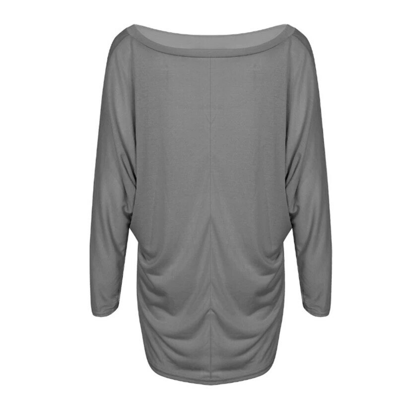 Женский однотонный пуловер большого размера, свитер с открытыми плечами и рукавами «летучая мышь», Прямая поставка