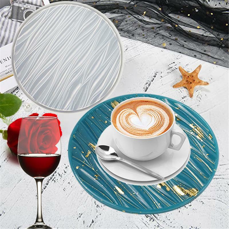 Coaster Molds Round Coasters Silicone Resin Molds Non-stick Resin Tray Molds Easy Demolding Table Decoration Silicone Mold For