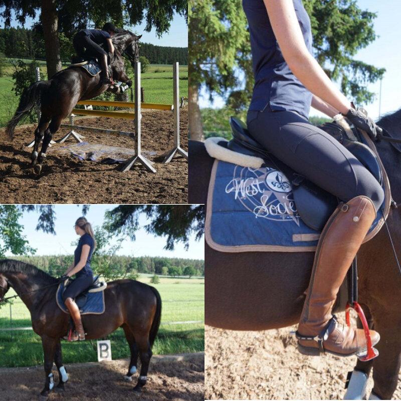 ม้าสีขาวขี่กางเกงผู้หญิงซิลิโคนที่นั่งเต็มรูปแบบกางเกงขี่ม้าป้องกันการเกิดขนกระเป๋ากีฬาหลังม้า
