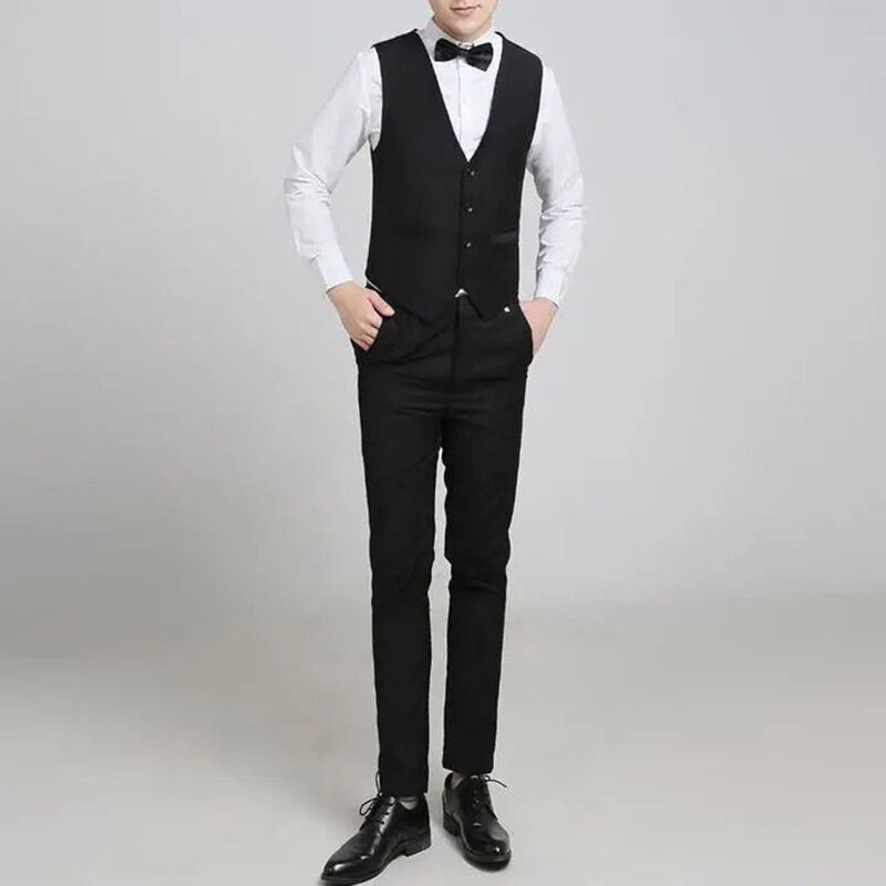 Mode Heren Casual Pak 2 Stuks Set/Mannelijke Mouwloze Vest Broek Broek Vest Vest Vest Gilet Voor Banket Bruiloft