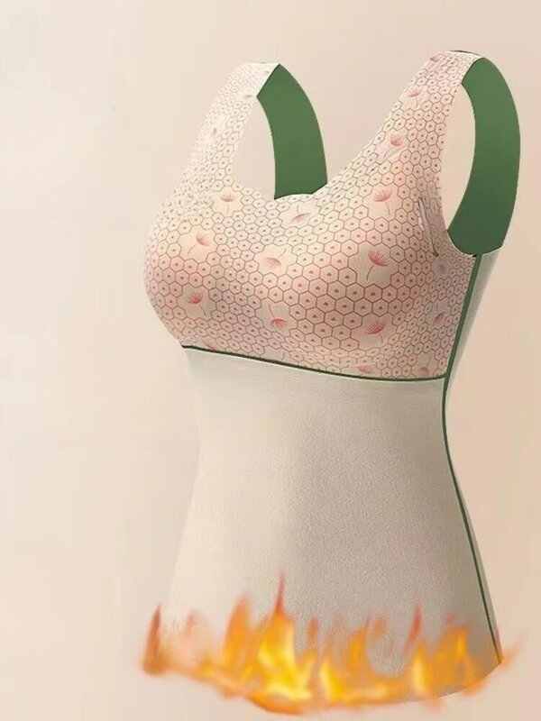 Plus samt dickere warme Thermo-Unterwäsche Tops Frauen Stickerei passen atmungsaktive solide einfache Brust polster elastische Taille de Rong
