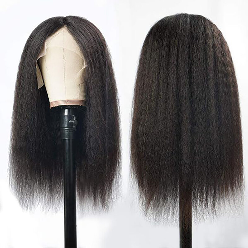 Kinky Straight Human Hair Wig 13x4 Lace Front Wig Hd Transparent Pre Plucked Brazilian Lace Frontal Human Hair Wig for Woman