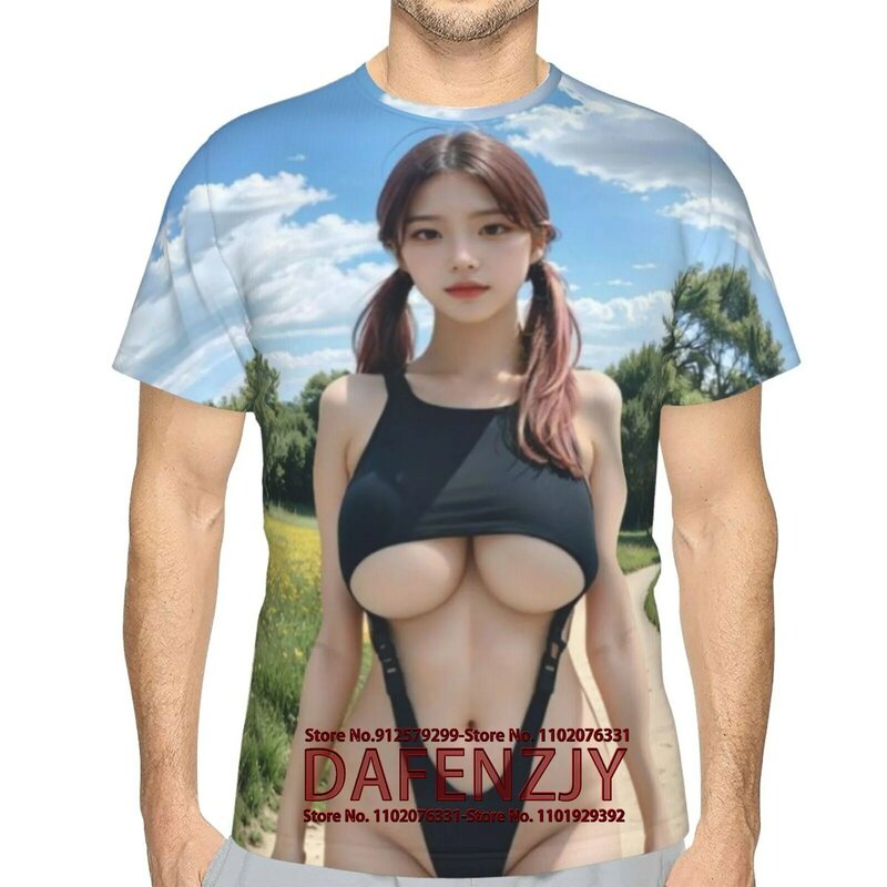 Sommer T-Shirt für Männer sexy asiatische Schönheit Grafiken 3D-Druck Mode Kurzarm T-Shirt Männer lässig T-Shirts Streetwear