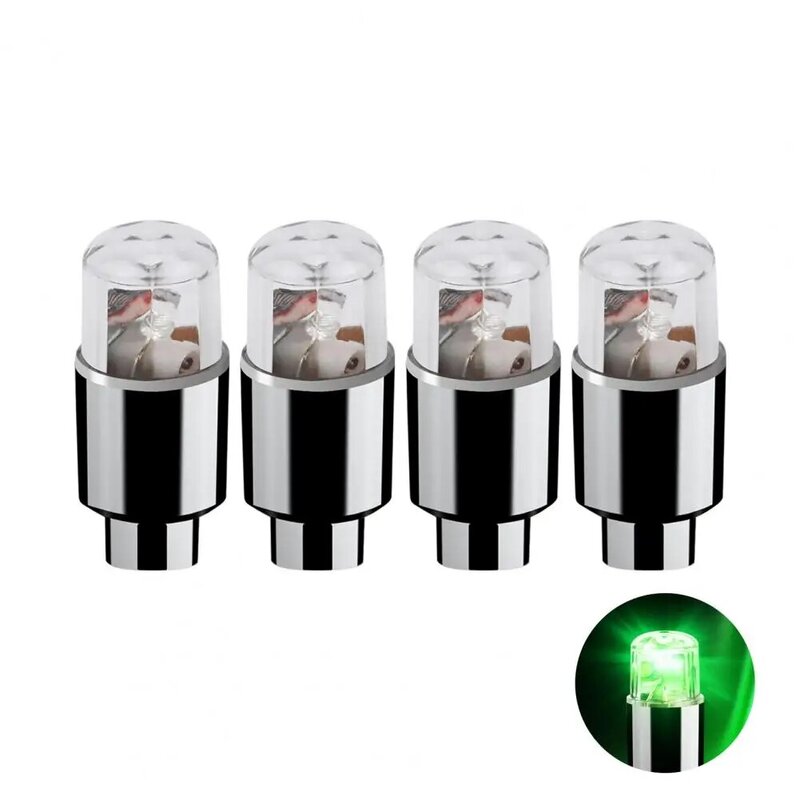 Luces de tapa de válvula de aire 4 piezas Premium con efecto de brillo uso duradero luces de tapa de válvula luminosas universales para coche