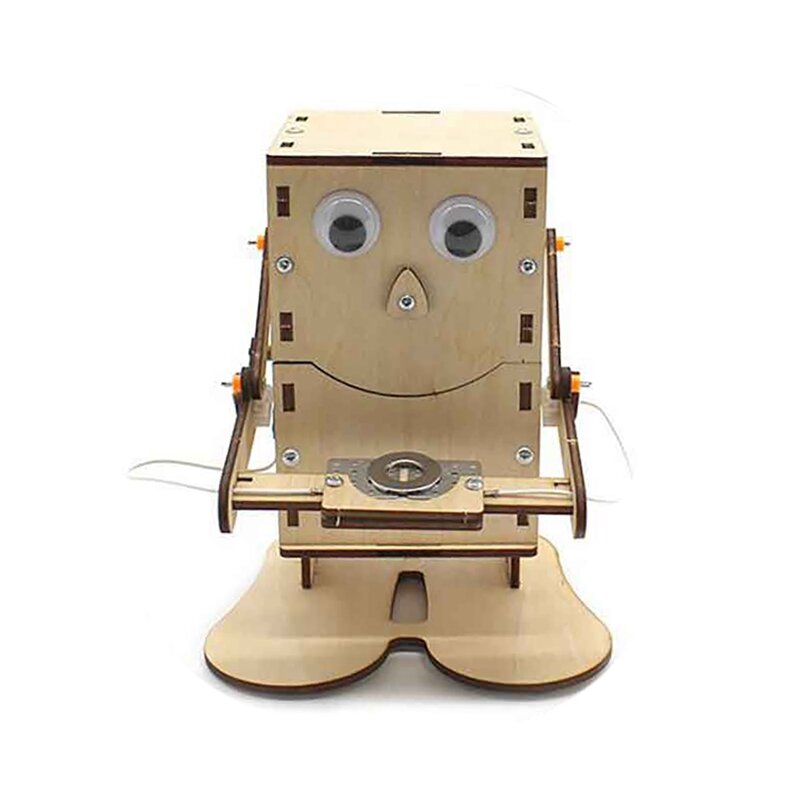 DIY Stem Toys Wood Model Coin Swallowing Robot Puzzle Toy Technology Science Education Kit Toys For Kids-Drop Ship