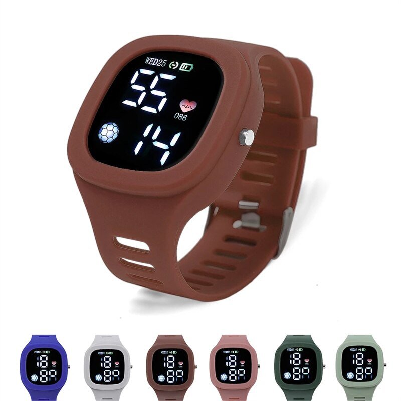 LED Digital relógio eletrônico para meninos e meninas, botão quadrado, tela de toque de silicone, moda esportiva relógio de pulso, novo, 2023