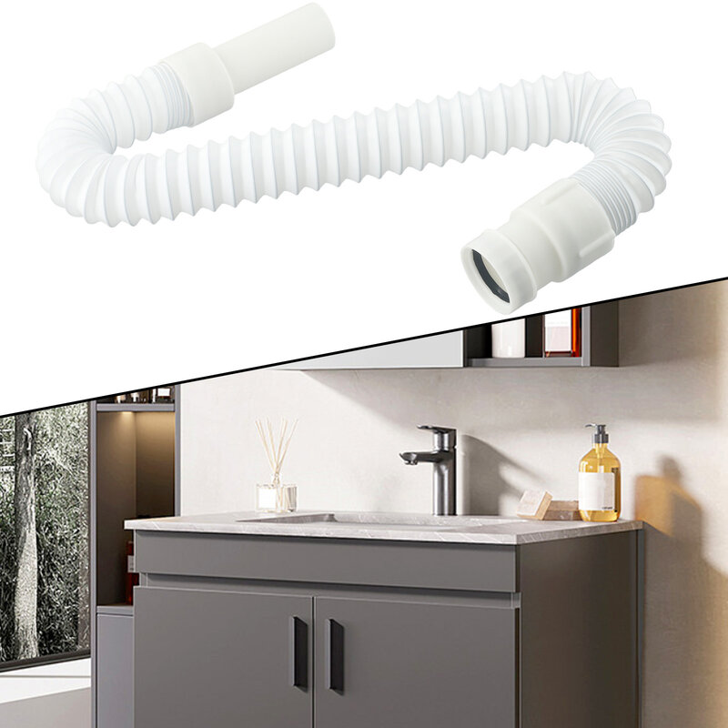 Conector de trampa para fregadero de sifón de cocina, tubería de desecho Flexible, conexión sólida, desmontaje fácil de girar, blanco, 1 unidad