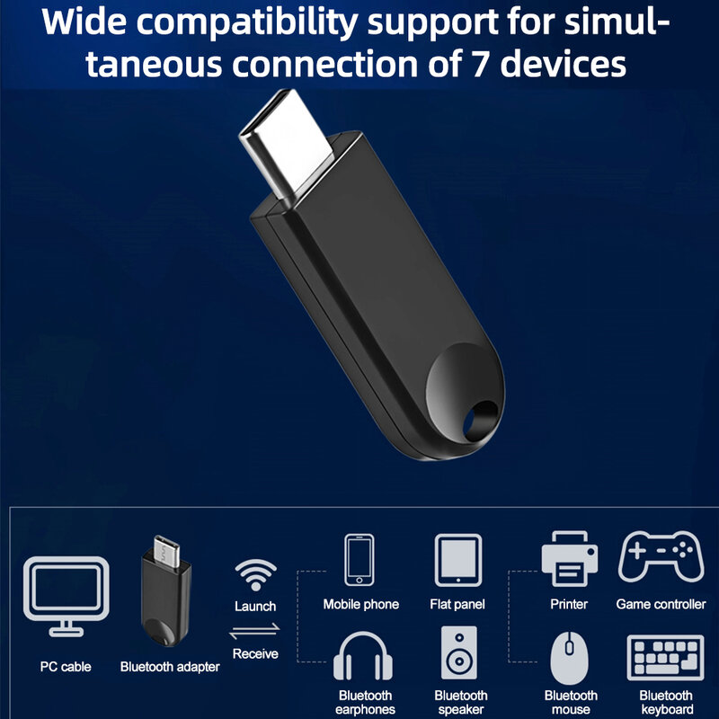 USBC Bluetooth Adapter BT 5.3 Transmitter Receiver Dongle Adaptador for Laptop Wireless Speaker Audio Receiver TypeC Transmitte