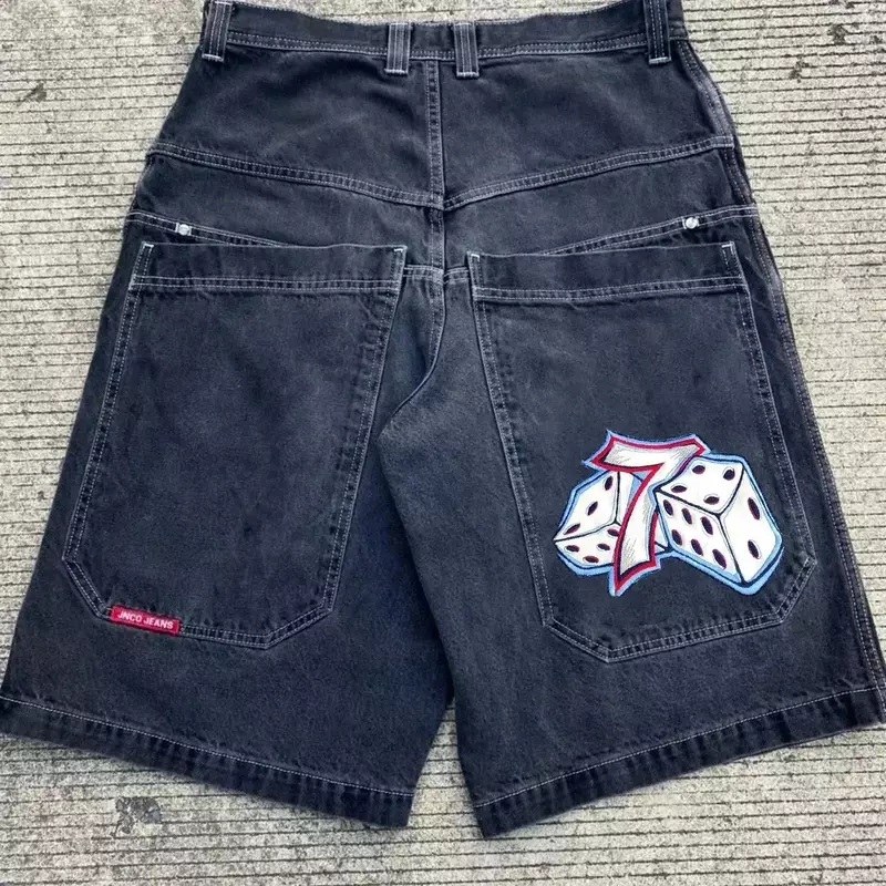 Шорты JNCO в стиле Харадзюку Y2K, мужские брюки в стиле ретро, стиль хип-хоп, строгие джинсовые шорты, готические мужские шорты для баскетбола