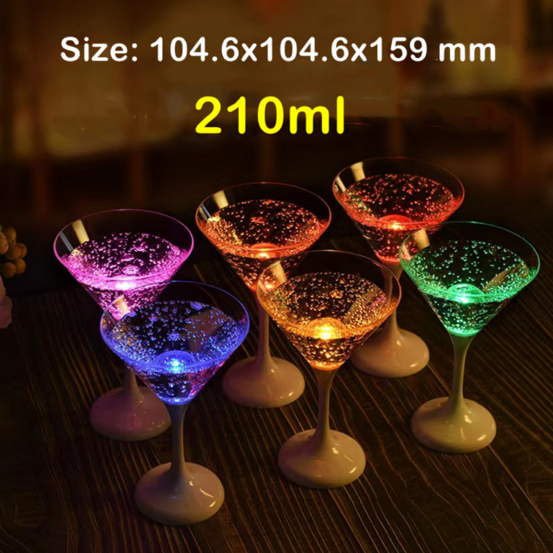 Tazas LED de colores para beber, suministros brillantes y parpadeantes para Whisky, decoración de cóctel luminosa de inducción, 6 piezas, 150/120/250Ml