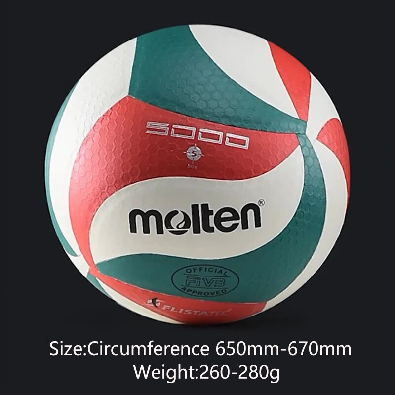 Molten V5M5000 bola voli profesional ukuran standar 5 PU bola pantai lembut untuk latihan kompetisi dewasa dan remaja