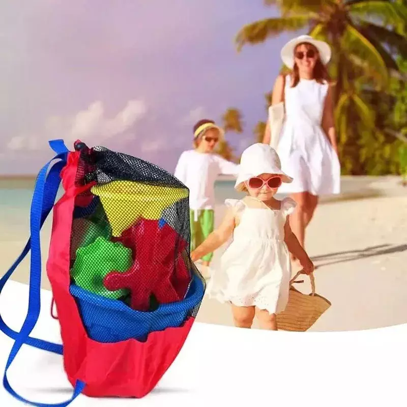 Borsa da spiaggia portatile borsa da nuoto in rete pieghevole cestino per giocattoli borsa portaoggetti ad alta capacità per bambini bambini all'aperto che nuotano sacco asciutto