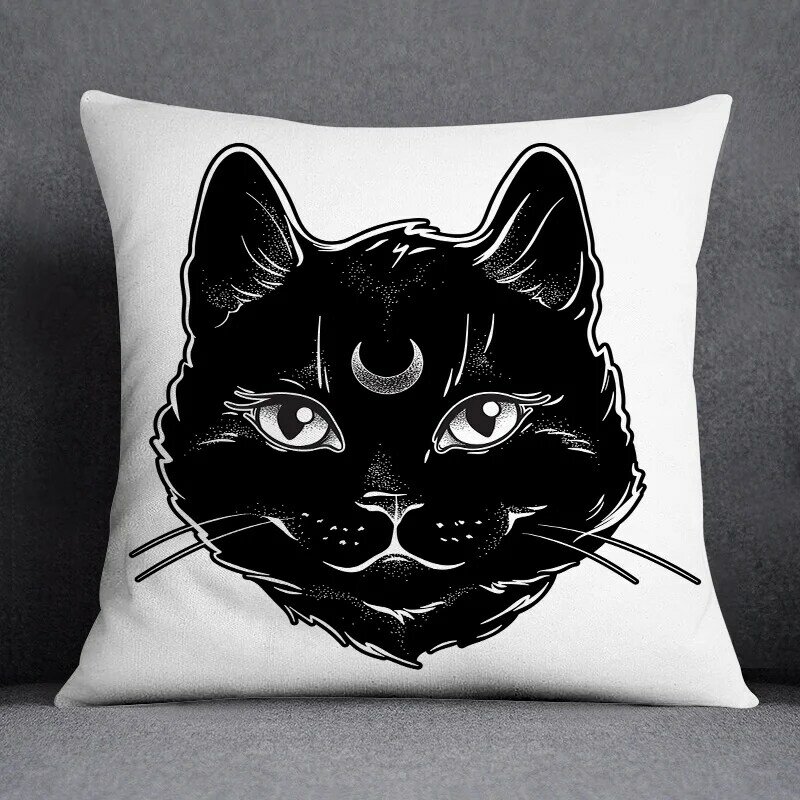 黒猫シリーズ模様の装飾枕カバー,家やオフィス用の装飾枕カバー