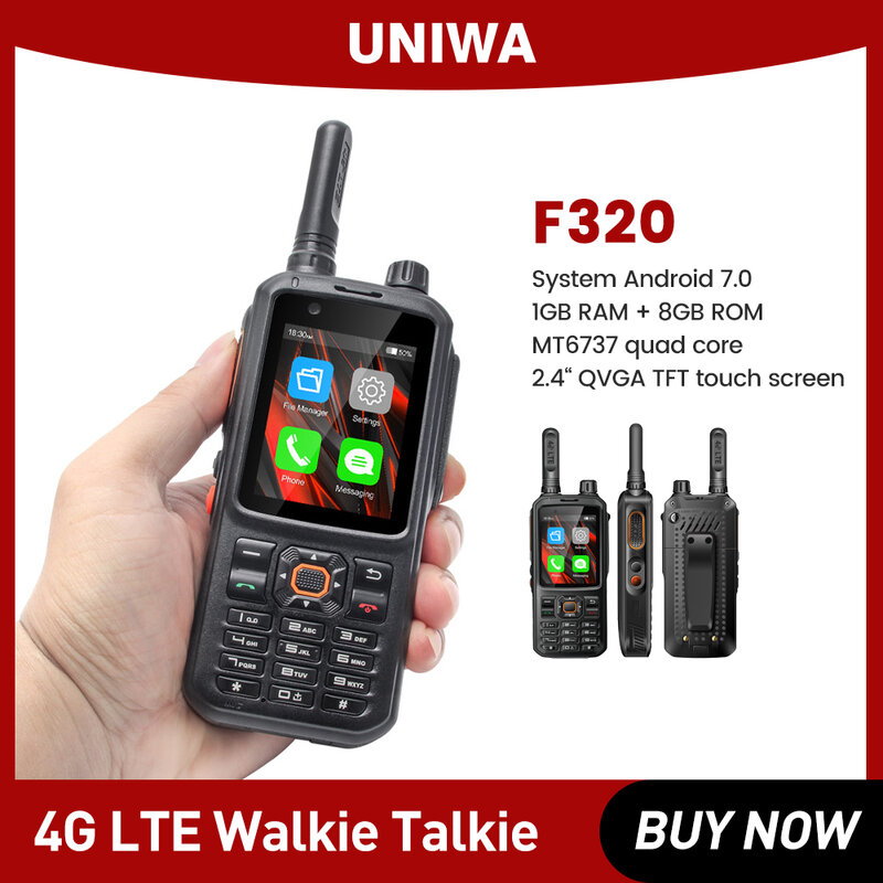 UNIWA F320 Android 7.0 Phone100km 500Km 1000Km 4G LTE Bộ Đàm Zello Tầm Xa PoC Đài Phát Thanh điện Thoại Thông Minh Quad Core