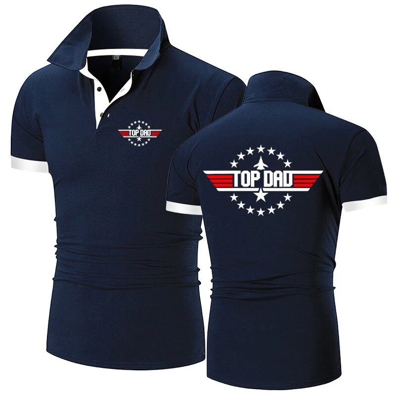 Top Papa Top Gun Film neue Männer drucken Sommer lässig Kurzarm Harajuku bequeme Business-Knopf Revers Polo-Shirt Top