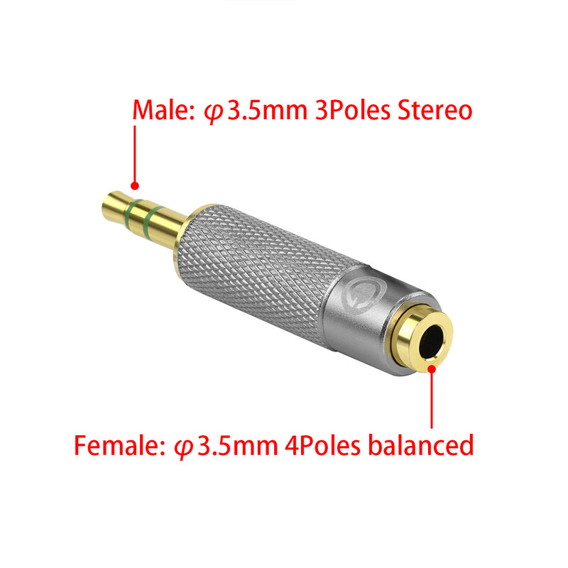 Geekria 3.5mm Stereo Male to 3.5mm Balanced Female Audio Jack Adapter, 3.5mm (1/8Inch) to 3.5mm, Male to Female Plug Adapter