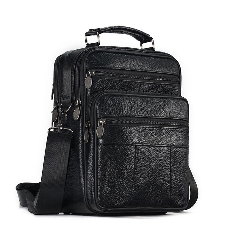 กระเป๋าสะพายข้างสำหรับนักธุรกิจความจุขนาดใหญ่สำหรับผู้ชายหนังคลาสสิกกระเป๋าสะพายไหล่