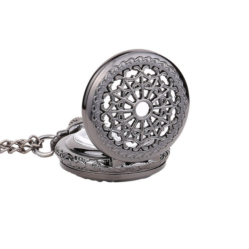 Reloj de bolsillo Vintage con tallado exquisito y tapa, reloj de bolsillo pequeño de cuarzo de esfera redonda, reloj de bolsillo clásico de escala romana, nuevo