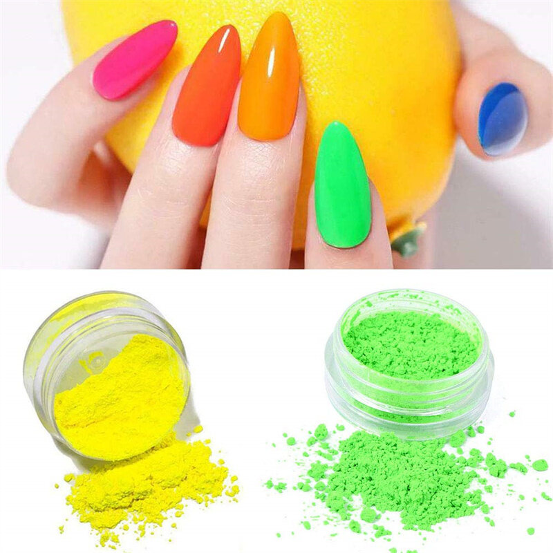 1g/Bottle Fluorescent Luminous Neon Nail Art Powder Glitters Eyeshadow Chrome Manicure Pigment DIY Nail Decorations Makeup Tool