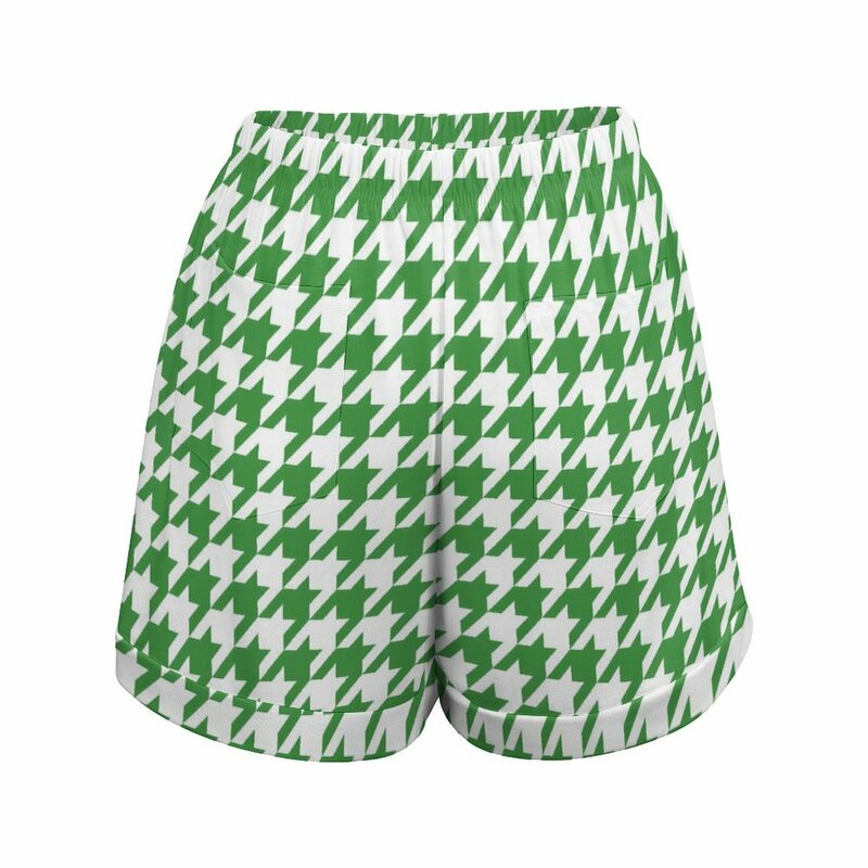 Зеленые шорты с рисунком «гусиные лапки», эластичные пикантные шорты с высокой талией, женские повседневные короткие брюки большого размера, летние штаны Y2k на заказ