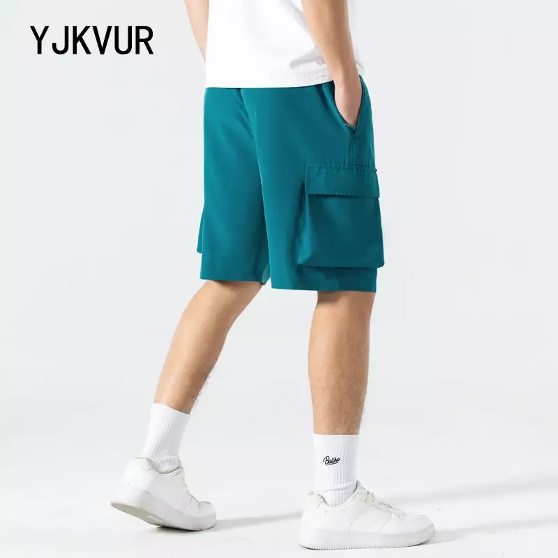 Шорты-карго YJKVUR мужские легкие, быстросохнущие, с кулиской, с несколькими карманами, для рыбалки и походов, летняя рабочая одежда, 2024