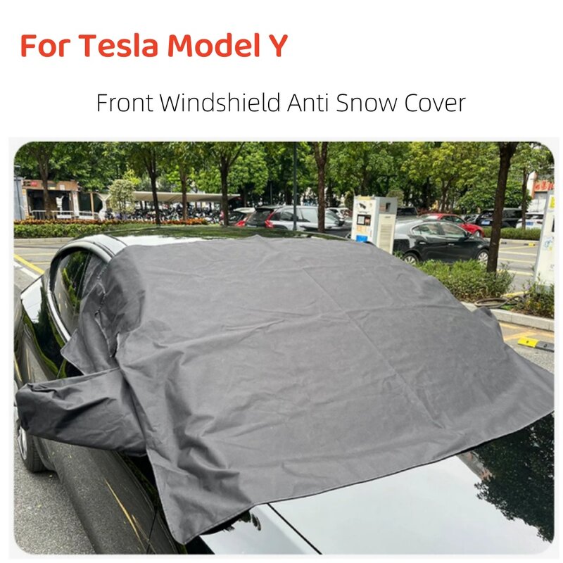 테슬라 모델 Y용 자동차 앞 유리 스노우 커버, 얼음 서리 방지 보호대 커버, 햇빛가리개 및 겨울