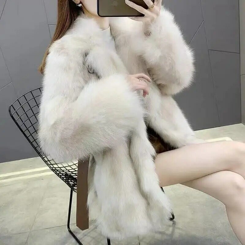 Manteau de fourrure de haute qualité pour femmes, optique, chaud, 216.239., cheveux de renard, veste d'hiver, longueur extérieure, nouveau, 2023
