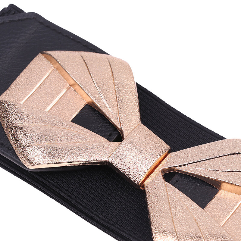 Ikat pinggang lebar elastis wanita gesper logam Fashion antik sabuk gaun dekorasi baru desainer untuk sabuk wanita