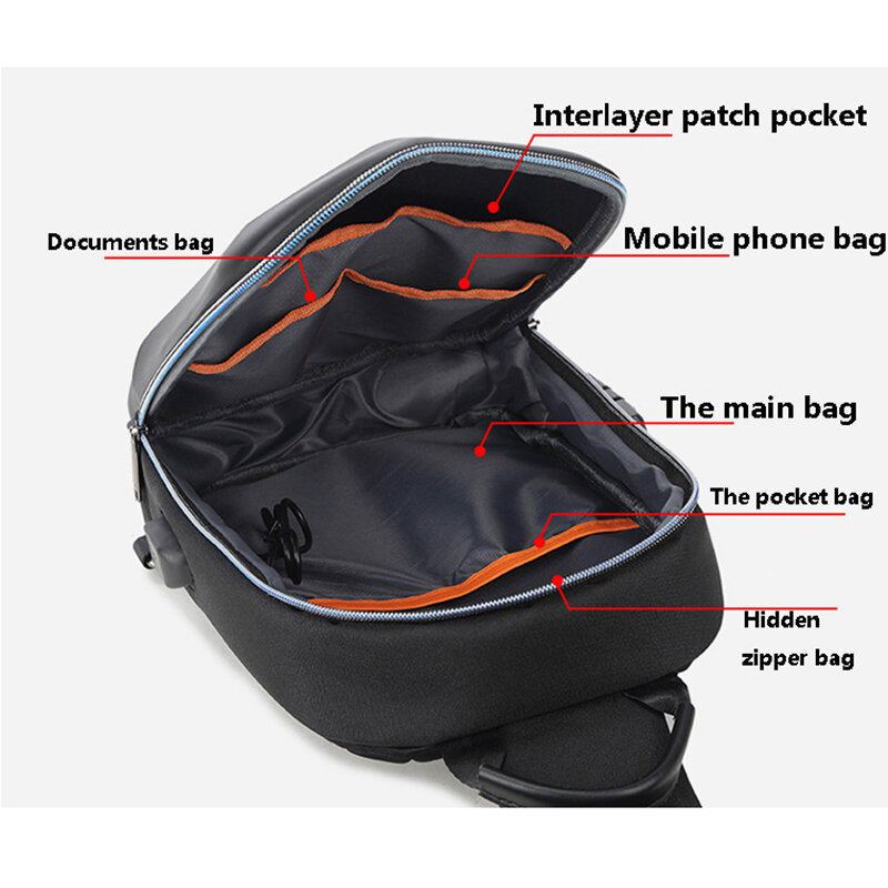SUUTOOP borsa a tracolla antifurto multifunzione in PVC da uomo borsa a tracolla USB borsa a tracolla da viaggio borsa a tracolla per uomo