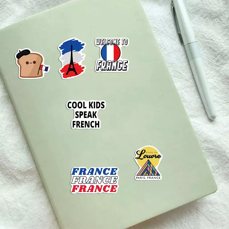 50Pcs France Travel Elements Stickers Suitcases Laptop Mobile Phone Guitar Water Cup Skateboard Decals Graffiti Sticker