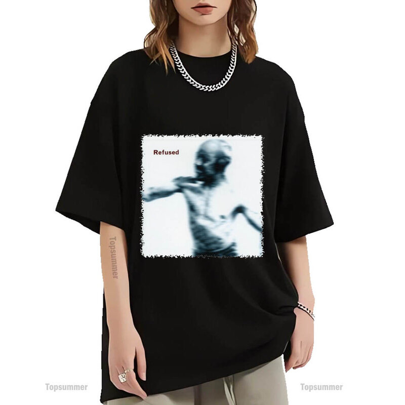 Kaus Album lagu to Fan the Flames of Discontent T Shirt wanita Refused Tour kaus katun Harajuku Streetwear kaus hitam