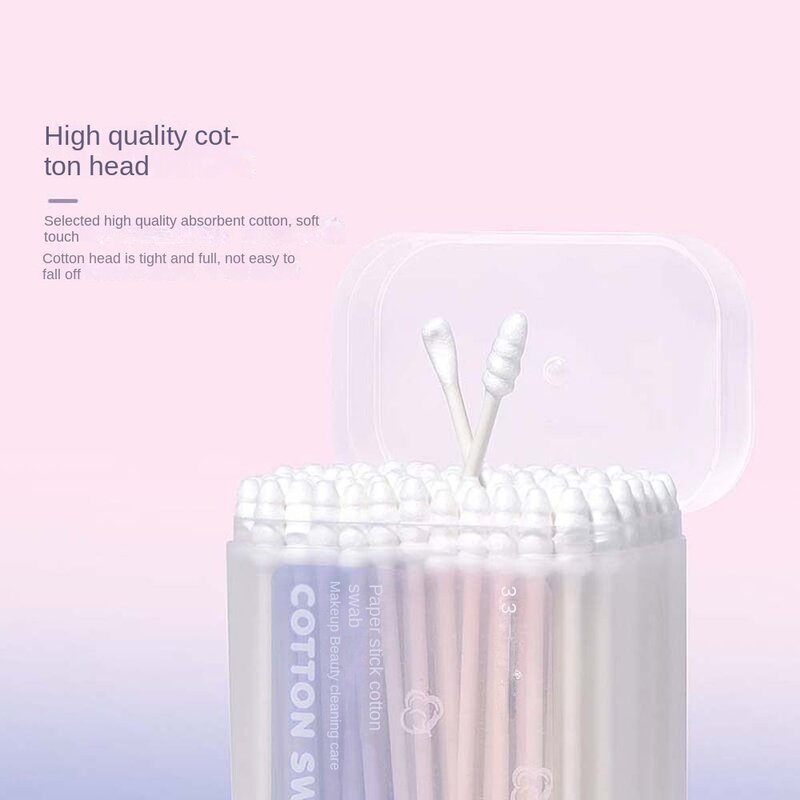 100Pcs/set Eyelash Glue Removing Cotton Swabs Nose Lipstik Ear Cleaning Care Ear Cleaner Spoon Cotton Buds Tip Ear Pick Cleaner