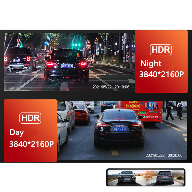 Auto DVR Rückspiegel Recorder 4K Video 12 Inch Dash Cam WIFI GPS Track Sony IMX415 Ultra HD 3840*2160P Kamera für Telefon App
