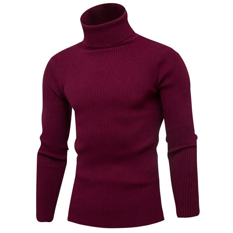 Suéter grueso de cuello alto para hombre, Jersey informal de rayas verticales, otoño e invierno, 2022