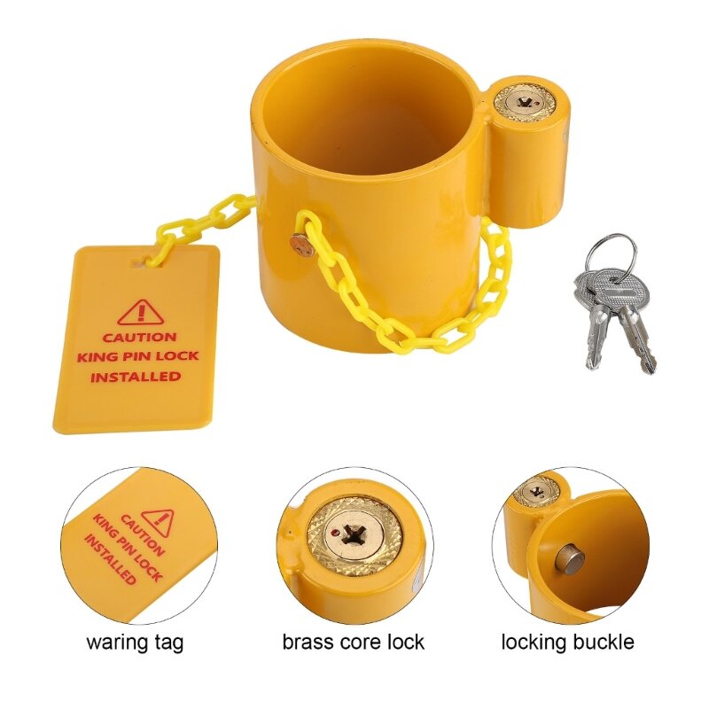 090E Trailers King Pins Lock com 2 chaves e etiqueta cuidado para King Pins fixos padrão