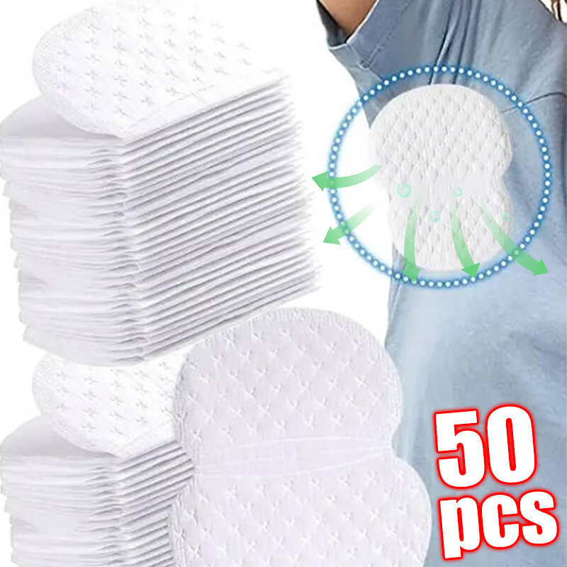 Almofadas de suor invisível para roupas, desodorantes absorventes, desodorantes axilas, almofada escudo, adesivos de cuidados, 10 PCs, 50PCs