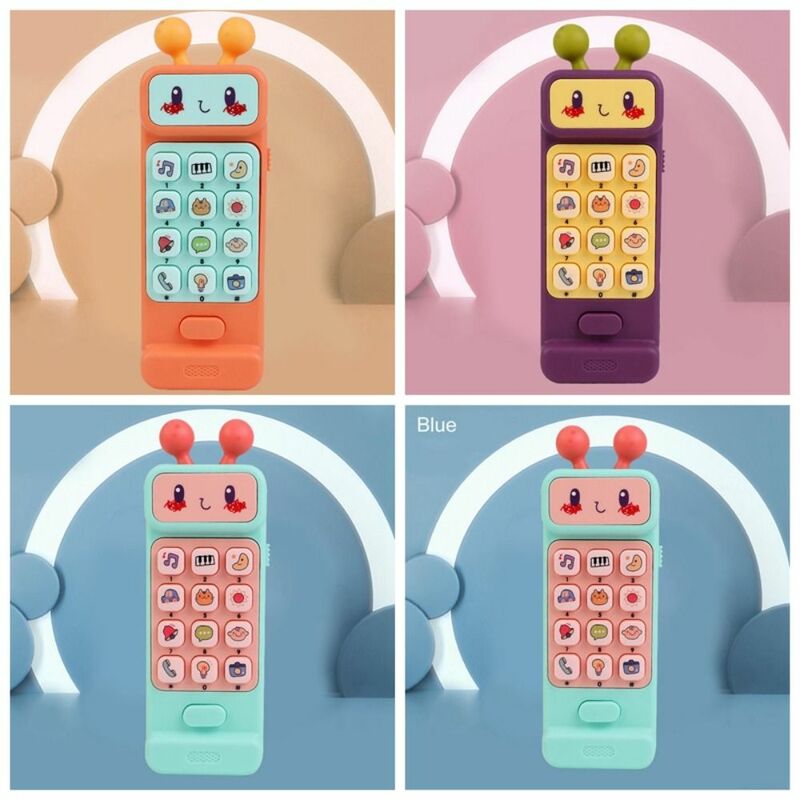 Abs brinquedo de simulação do telefone móvel para o bebê, mordedor falso, brinquedo educativo precoce, brinquedo voz, disponível em três cores