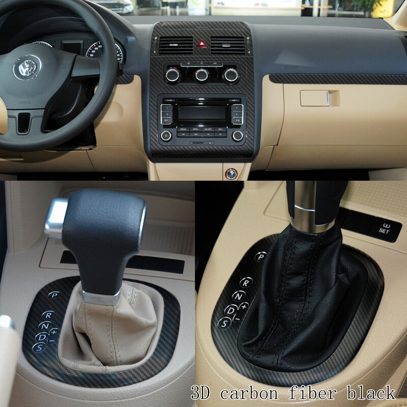 Углеродное волокно для Volkswagen Touran 2004-2014, пленка для автомобиля, внутренние наклейки, центральная консоль, приборная панель, Воздушная дверная ручка, панель подъема