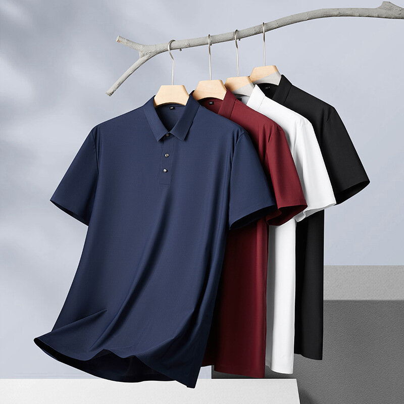 New Arrival Fashion Summer Oversized Men's Short Sleeved with Solid Color Lapel Pullover Polo Plus Size XL2XL3XL4XL5XL6XL7XL8XL