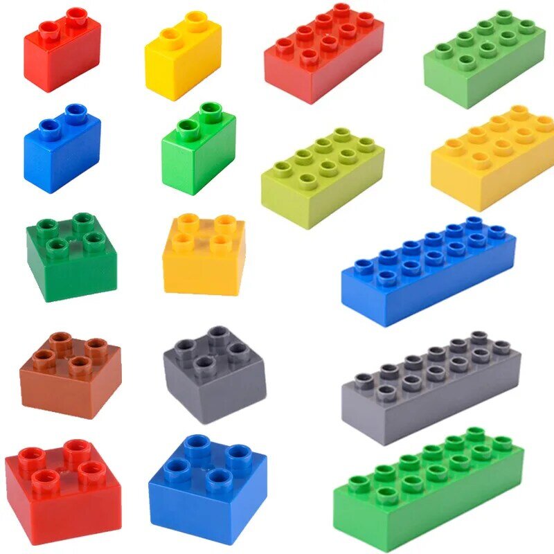 12pcs DIY Grande Bloco de Construção Tijolos Finos 2X4 Bricks Tamanho Grande Acessórios Montados Bulk Part Enlighten Brick Brinquedos Para Crianças