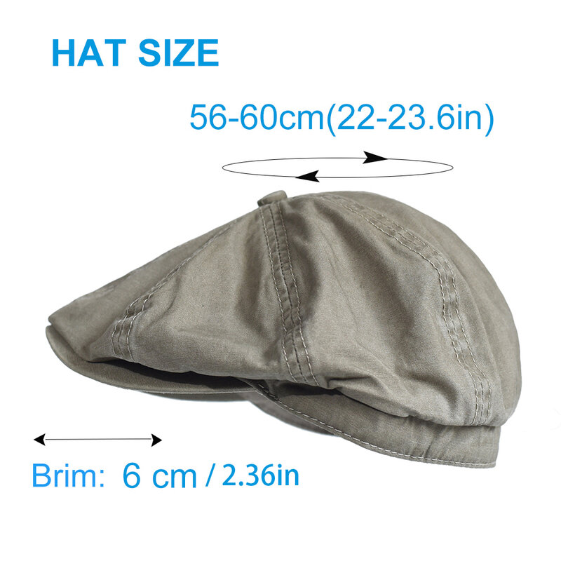 Boné de jornaleiro de algodão lavado chapéu octogonal peaky boné casual vintage boinas sólidas viseira gatsby chapéu de hera plana
