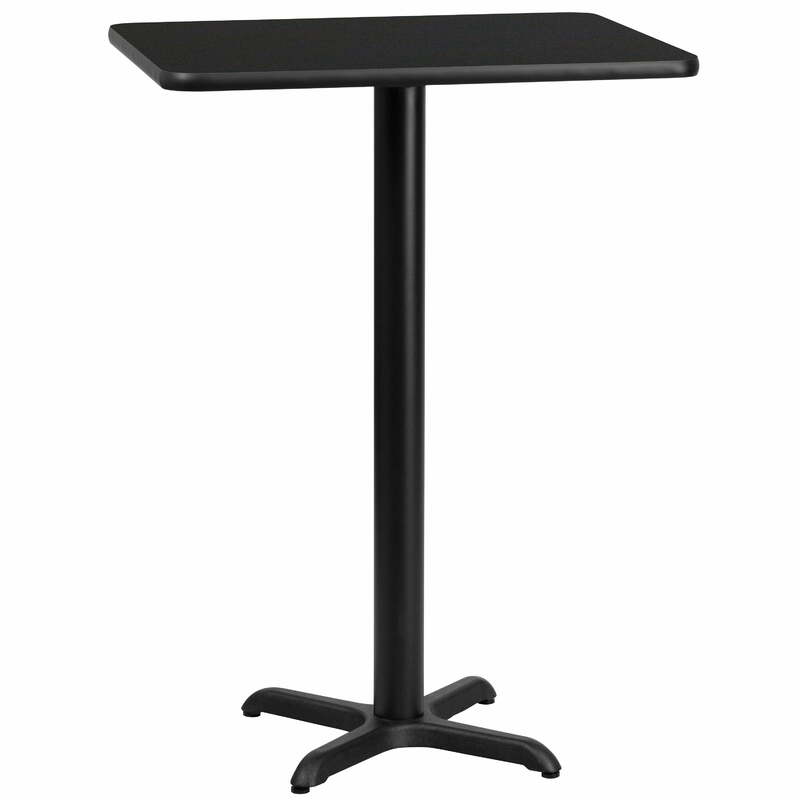 24" x 30" Rectangular Black Laminate Tabletop Bar Table with 22" x 22" Bar Height Table Base