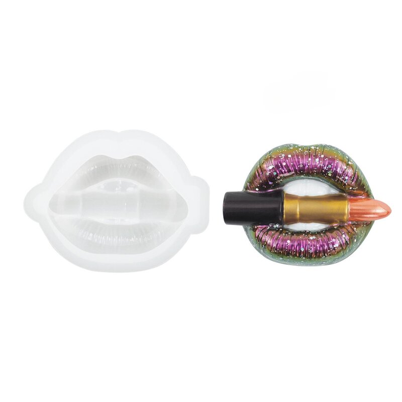 Molde de resina epoxi de cristal DIY, decoración de labios, molde de silicona