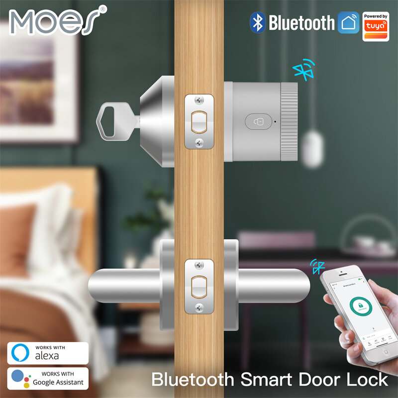 Дверной замок MOES AES128 TLS с поддержкой Bluetooth и голосовым управлением