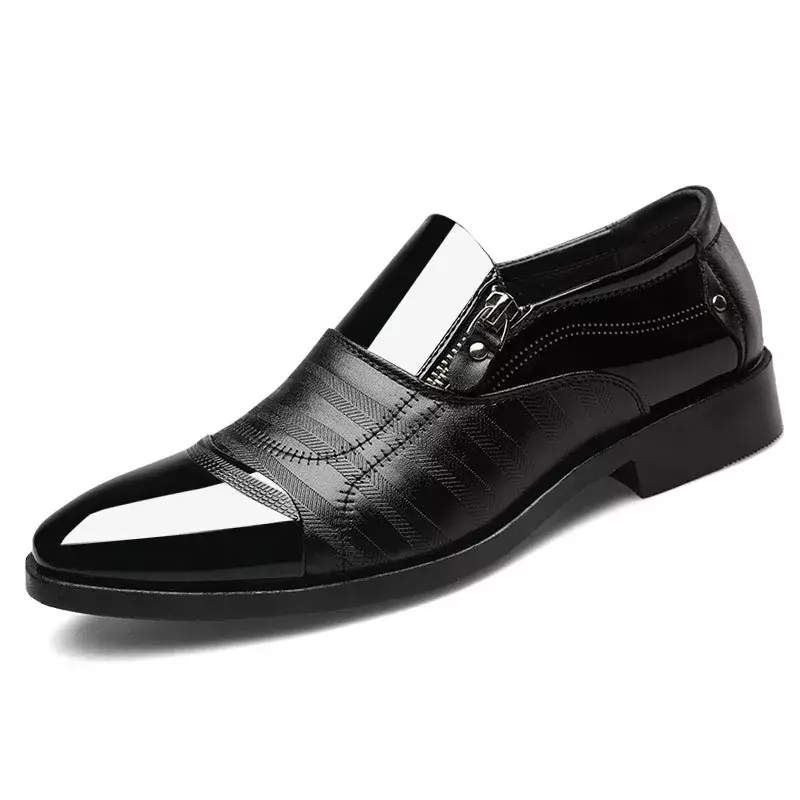 Zapatos formales italianos para hombre, mocasines Oxford de charol para vestido de boda, color negro