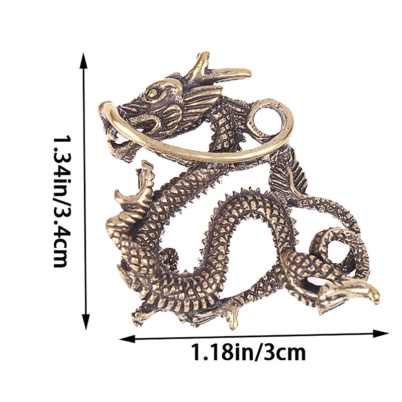 1Pc Antique Brass Ornament Chinese Mythical Animal Dragon Statue Copper Figures Miniatures Pure Brass Dragon Sculpture