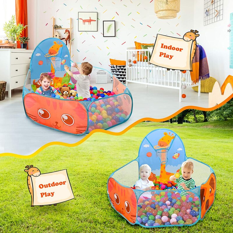 Bolas de Piscina Infantil com Cesta para Crianças, Play Tent, Cartoon Ball Pit, Portátil, Exterior, Interior, Bebê, 1,2 m