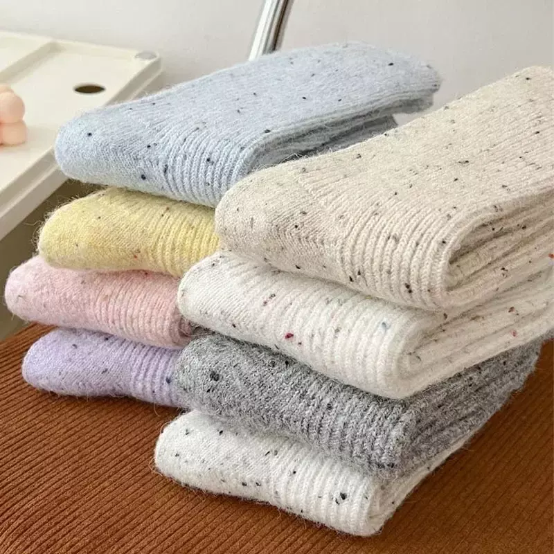 Calcetines suaves súper gruesos para mujer, medias térmicas de lana de oveja sólida contra el frío y la nieve, invierno, 1 par