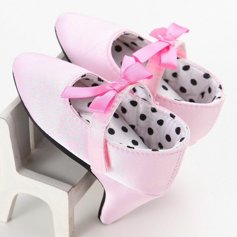 Newborn Baby Girls Princess Cute Shoes First Walkers Toddler Kids Solid Leopard Bowknot High Heel Girls Party Dance Shoes