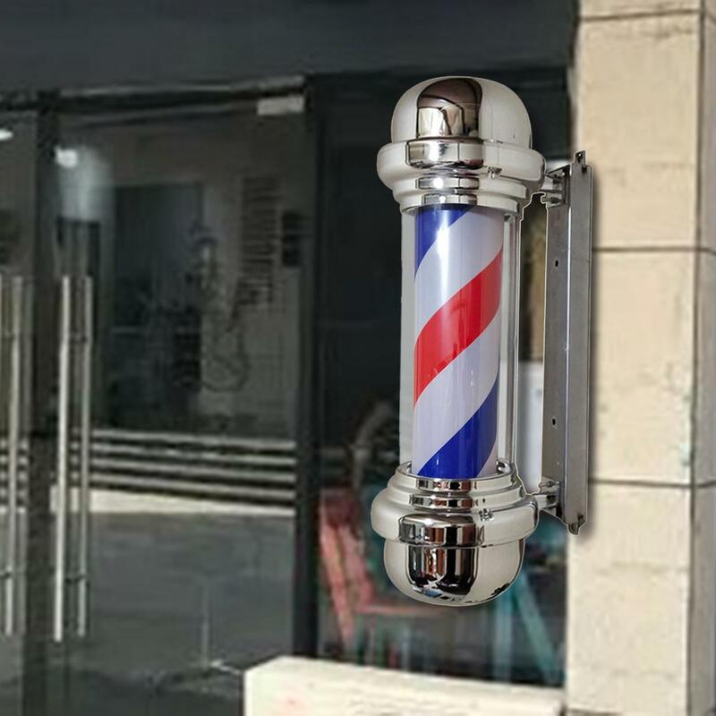 Poste de barbero impermeable, luz LED giratoria para salón de pelo, letrero de tienda, rayas para interiores